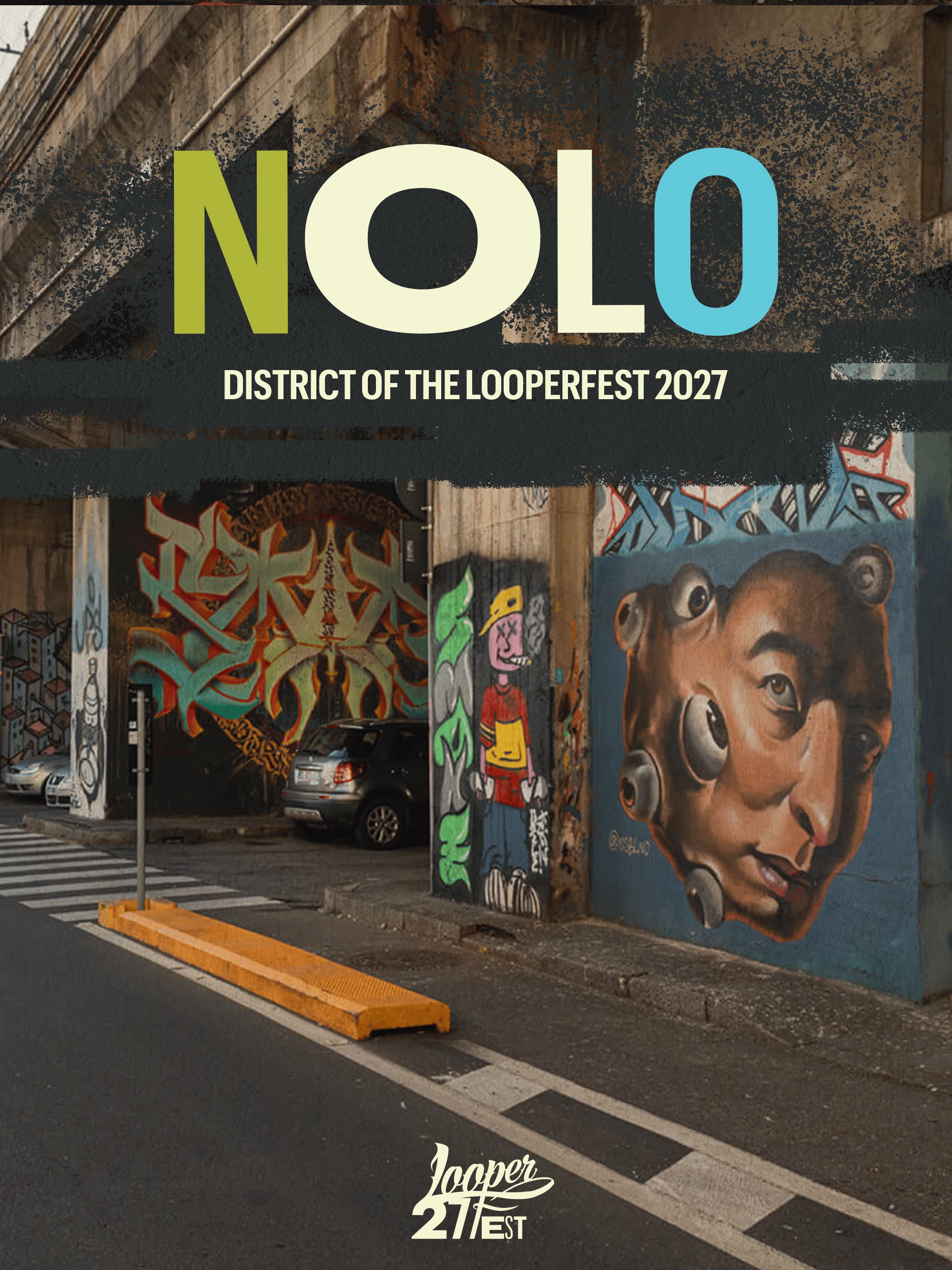 Looperfest Nolo district poster in an urban setting